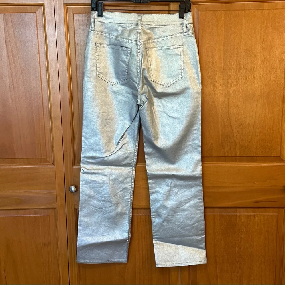 J Crew Slim Demi Boot Jean in Coated Silver NWOT Size 26